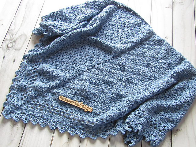 Blue crocheted baby blanket