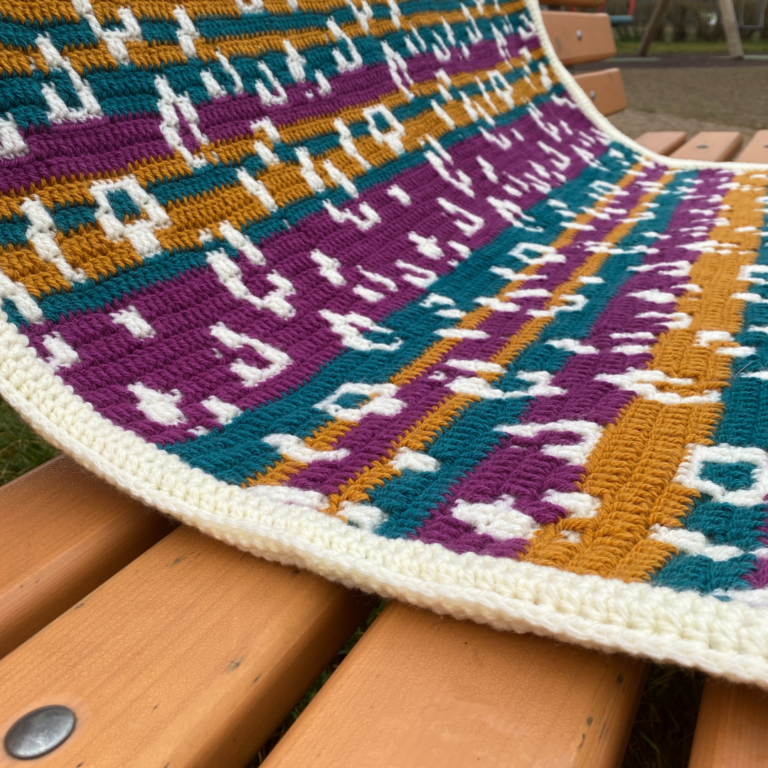 Colorful geometric crochet blanket