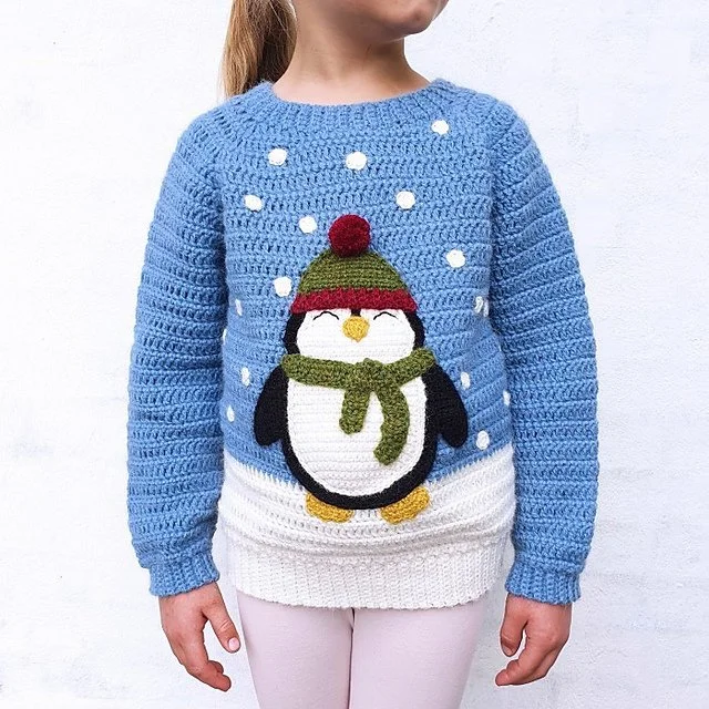 Child's crochet penguin sweater