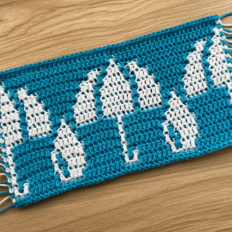Blue white crochet umbrellas