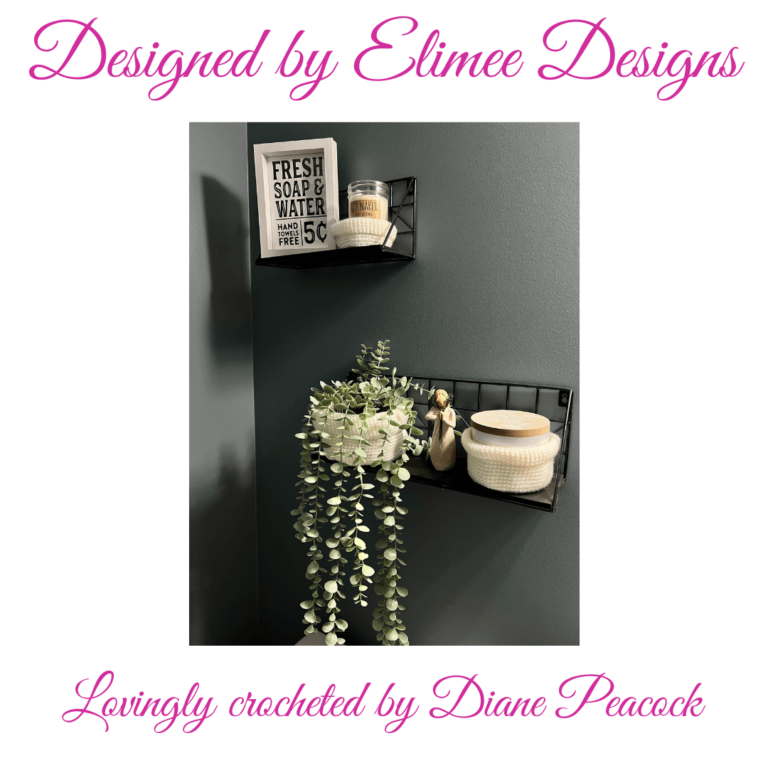 Crocheted bathroom decor shelves