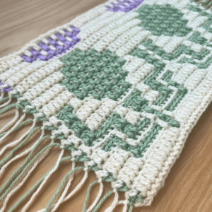 Textured mosaic crochet fringe