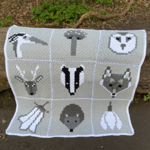 Crochet woodland animal blanket