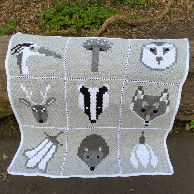 Crochet woodland animal blanket