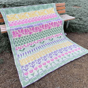 Mosaic crochet floral blanket