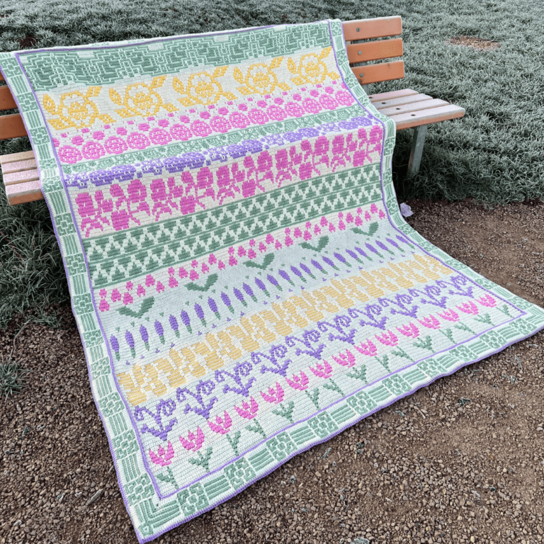 Mosaic crochet floral blanket