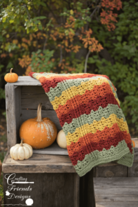 Autumn crochet blanket pumpkins crate