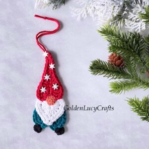 Crocheted Christmas gnome ornament