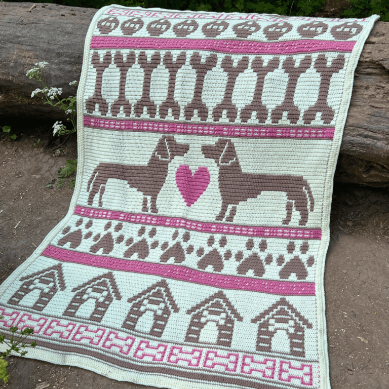 Crochet dog love blanket