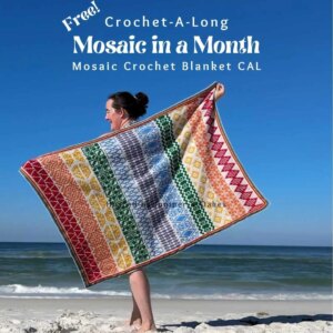 Colorful mosaic crochet blanket CAL