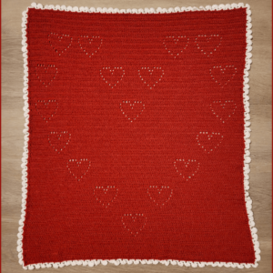 Red crochet heart blanket