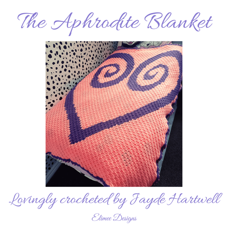 Peach purple crocheted heart blanket