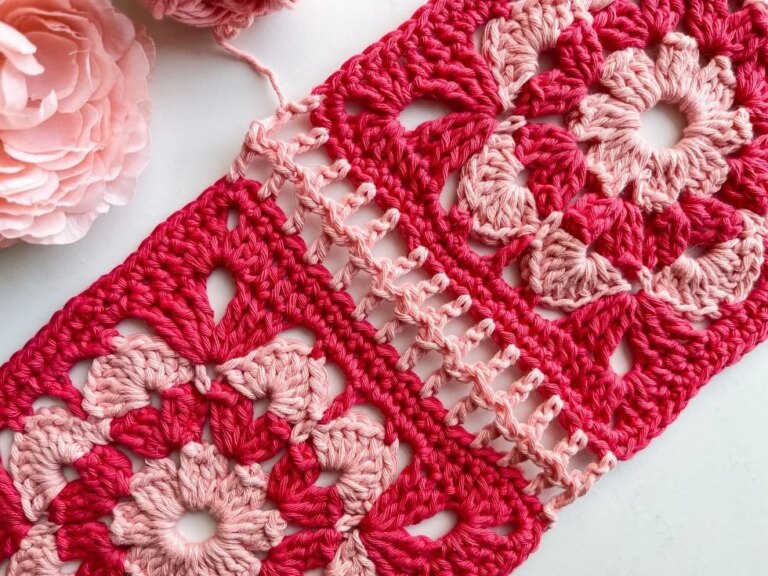 Pink floral crochet pattern