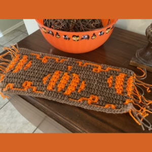 Crochet pumpkin table runner