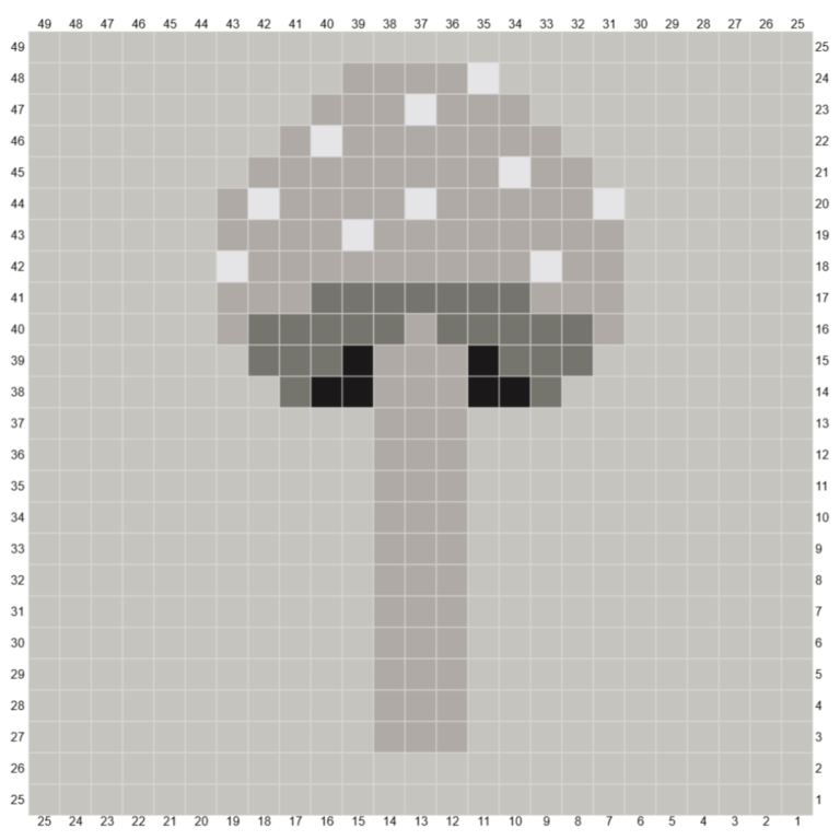 Pixel art mushroom pattern