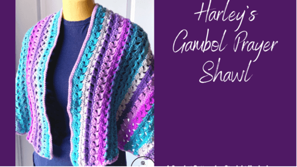 Colorful striped crochet prayer shawl