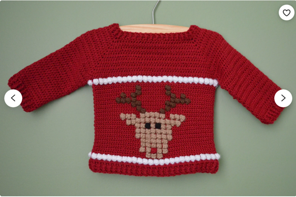 Red crochet reindeer sweater