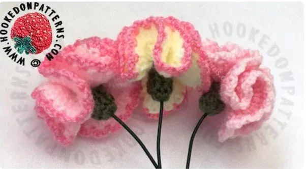 Handmade crocheted pink flowers