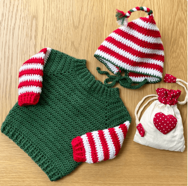 Crochet baby elf costume