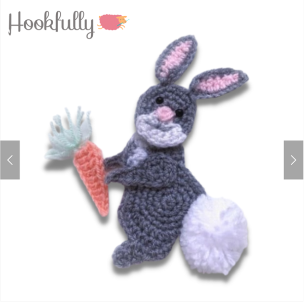 Crocheted gray rabbit carrot