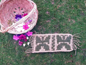 Woven basket, flowers, crochet