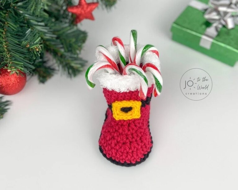Crochet Santa boot candy canes