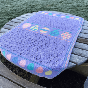 Purple crochet Easter blanket