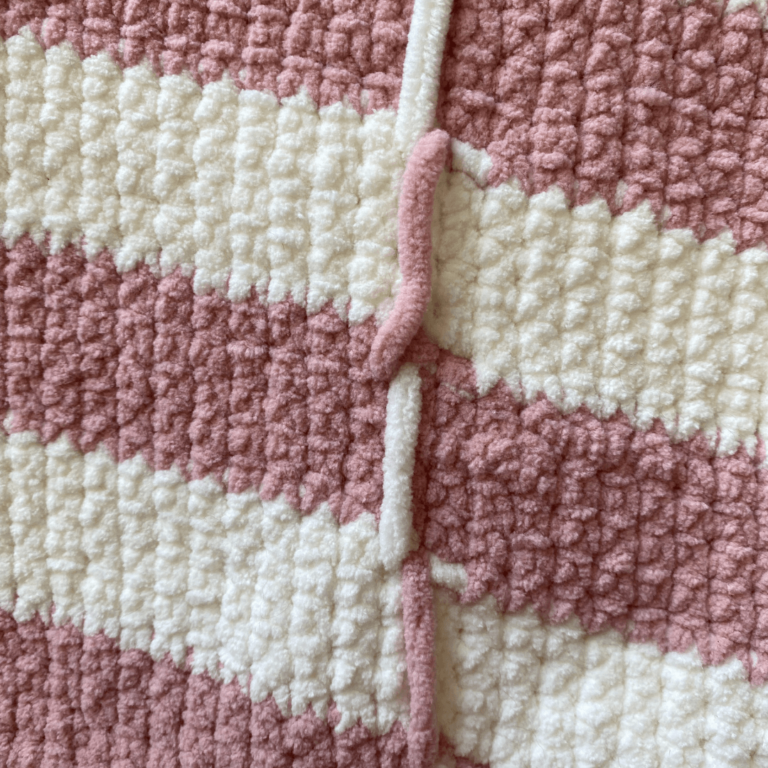Pink white striped chenille fabric