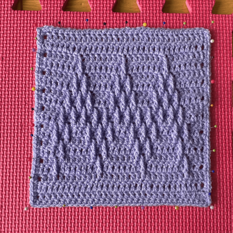 Blocked lavender crochet square