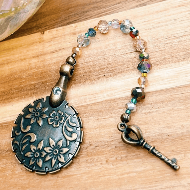 Floral medallion beaded key charm