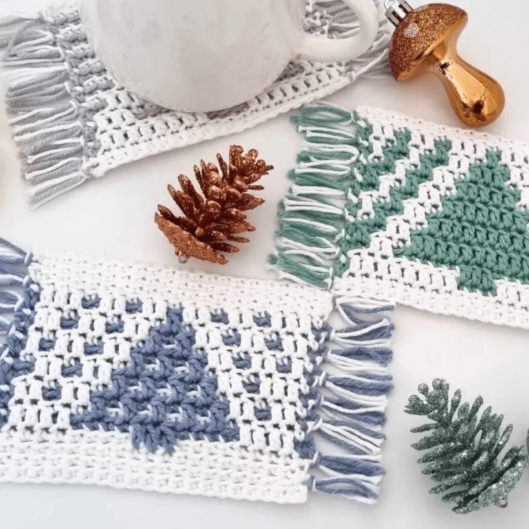 Crochet Christmas Tree Coasters