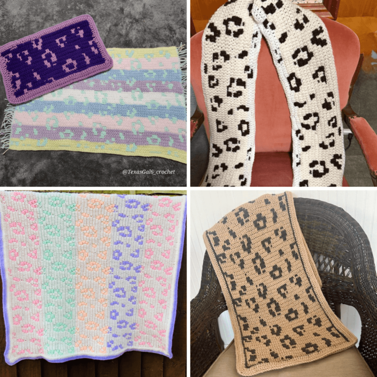 Crochet leopard print items