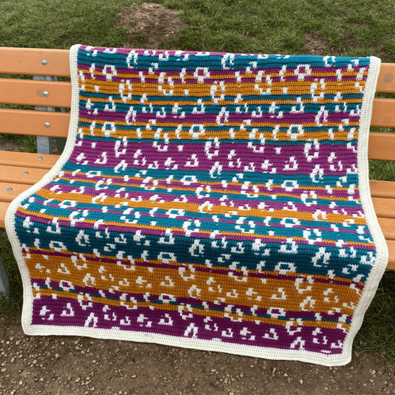 Colorful mosaic crochet blanket