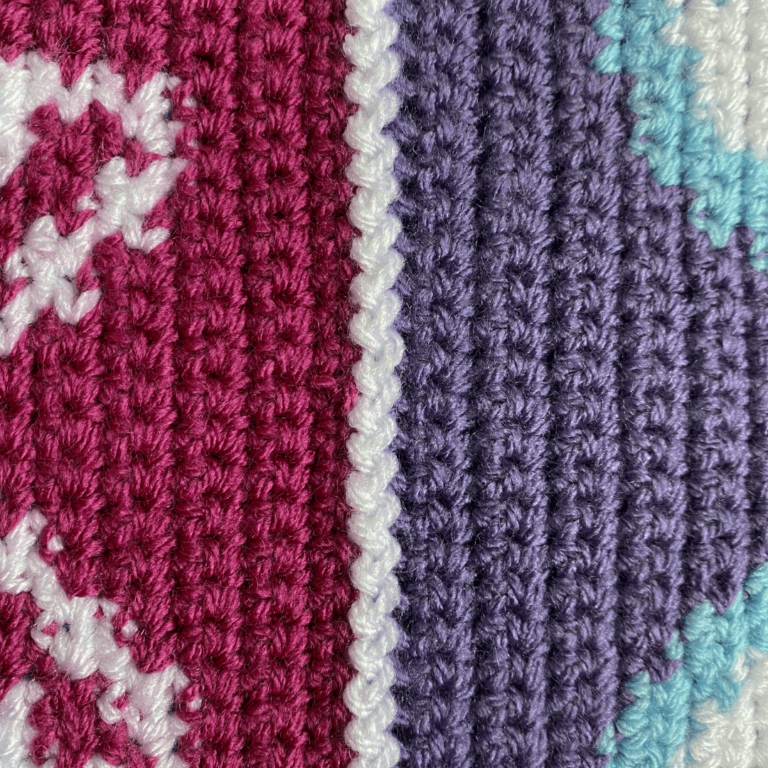 Colorful crocheted fabric texture