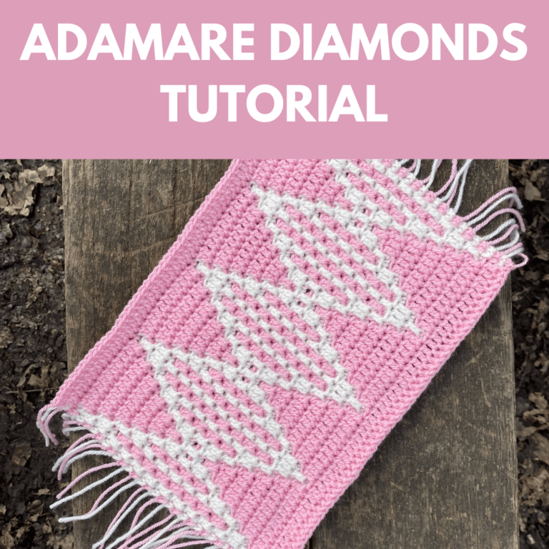 Pink white crochet diamonds