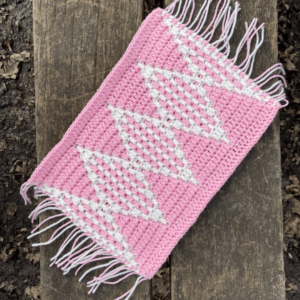 Pink white mosaic crochet