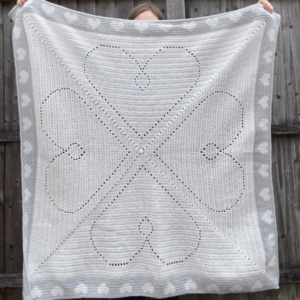 White heart crochet blanket