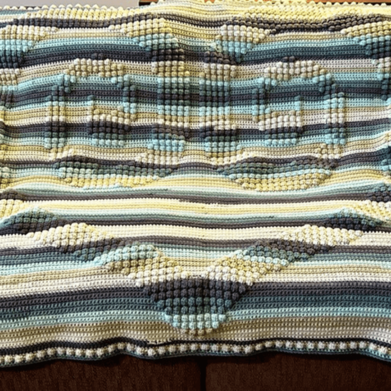 Crocheted bobble stitch blanket