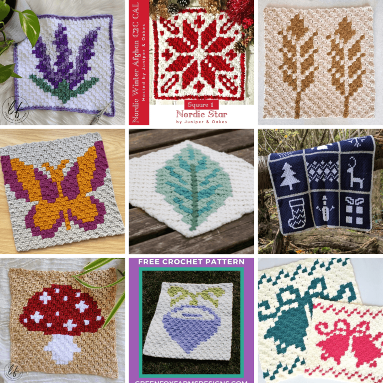 C2C crochet pattern collage
