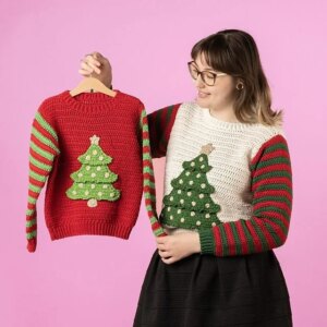 Matching crochet Christmas sweaters