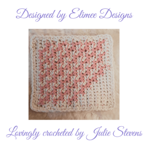 Crocheted pink heart square