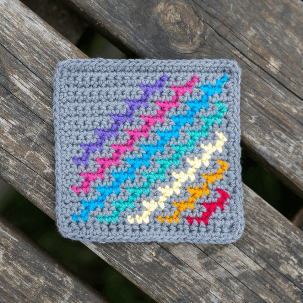 Colorful diagonal stripe crochet