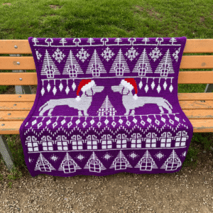 Crochet dachshund Christmas blanket