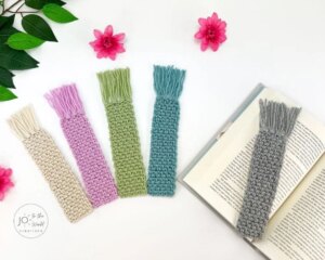 Colorful crocheted fringe bookmarks