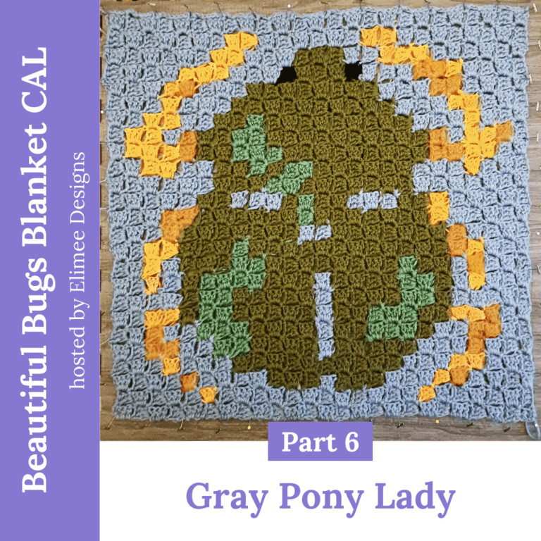 Crochet Gray Pony Lady square