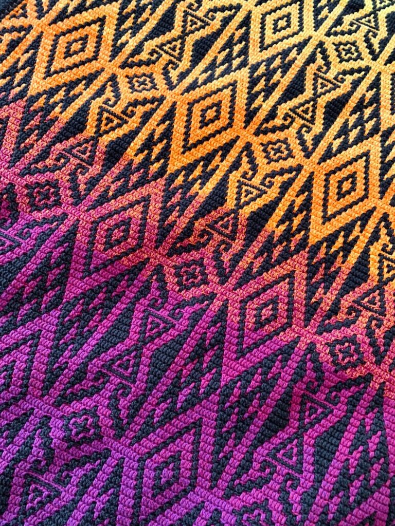 Vibrant crochet geometric pattern