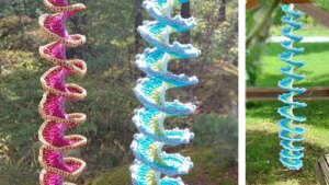 Colorful crochet spiral decorations