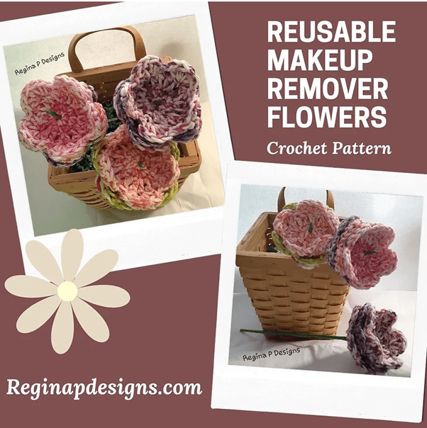 Reusable crochet makeup remover flowers