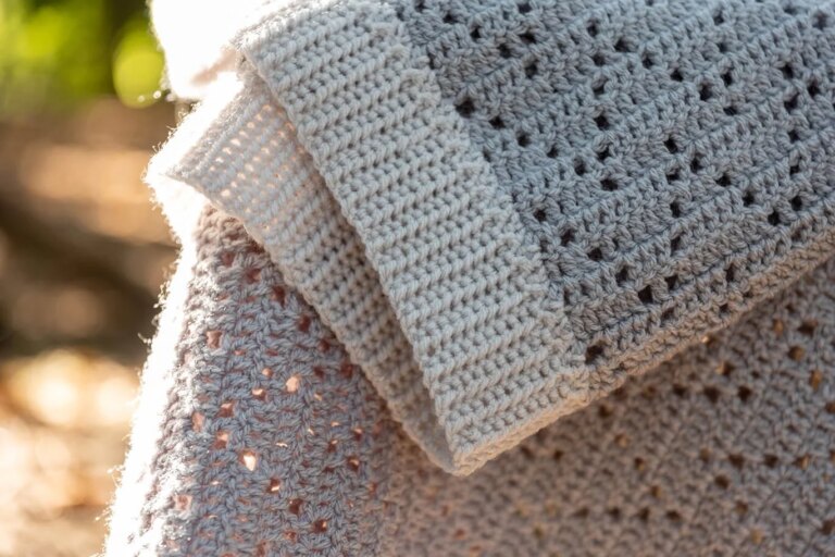 Crochet blanket texture sunlight