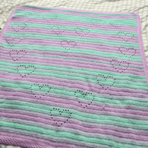 Pastel striped crochet blanket
